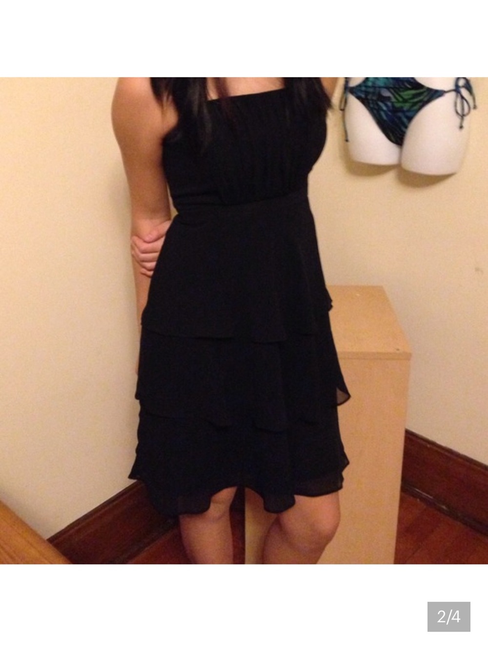 White House Black Market Black Strapless Tiered Cocktail Dress - Picture 2 of 4